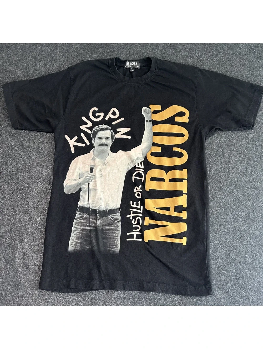 Narcos Pablo Escobar Kingpin Hustle Or Die Graphic T-Shirt Men’s Size Large